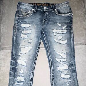 Rock Revival Light Blue Ripped Denim